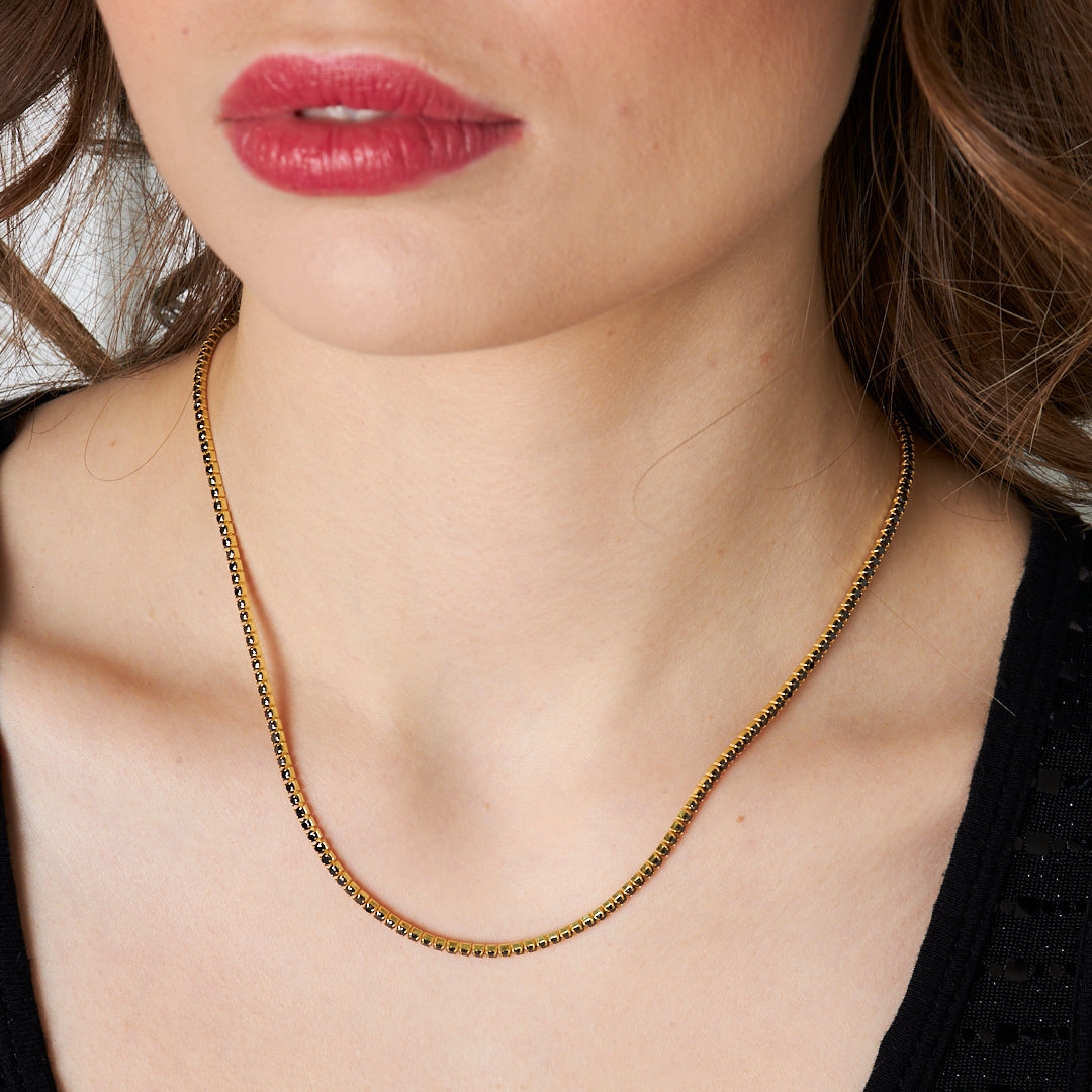 HALSKETTE MIT SCHWARZE STEIN | 925 SILBER