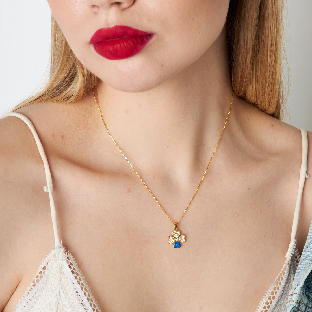 Blue Detailed Necklace - 925 SILVER