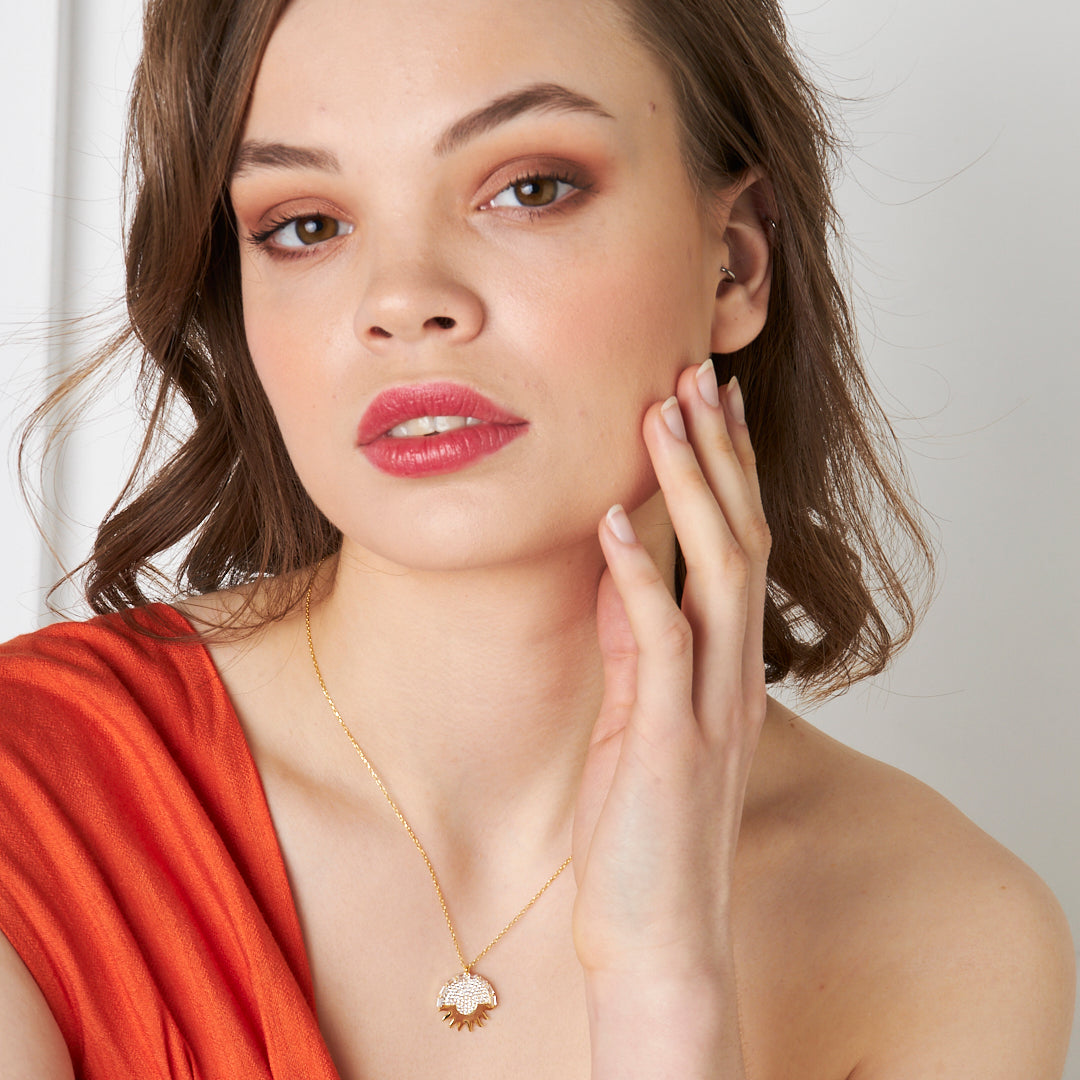 Stone Sun Necklace - 925 SILVER