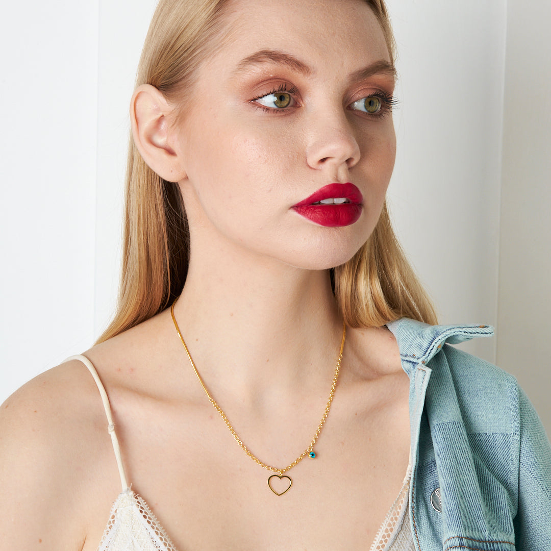 Thin Heart Necklace - 925 SILVER