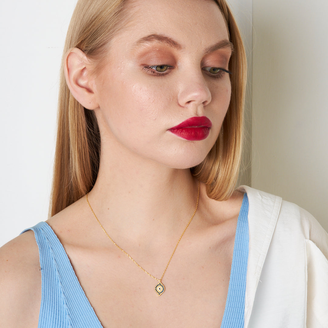 Vertical Eye Necklace - 925 Silver