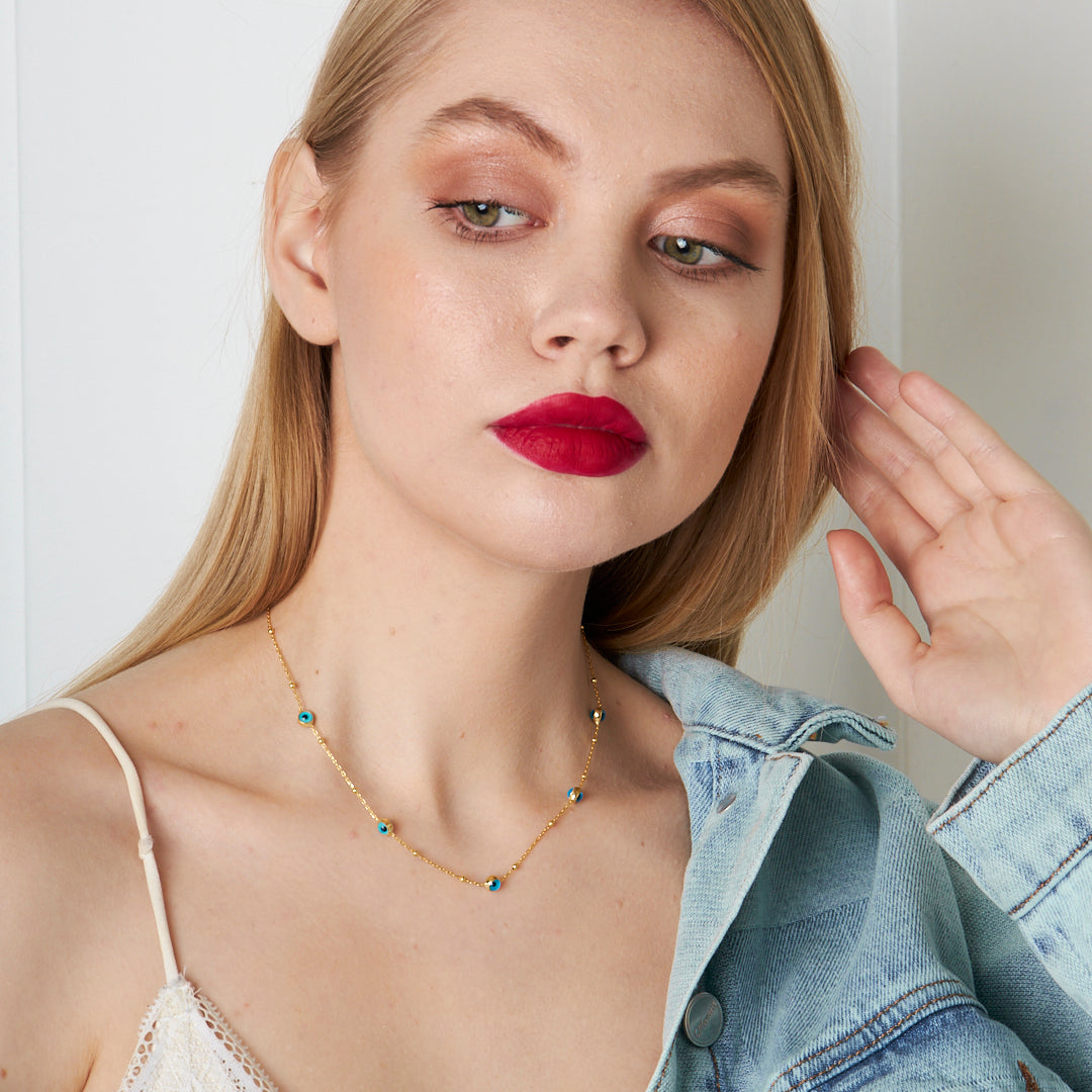 Multiple Evil Eye Necklace - 925 SILVER