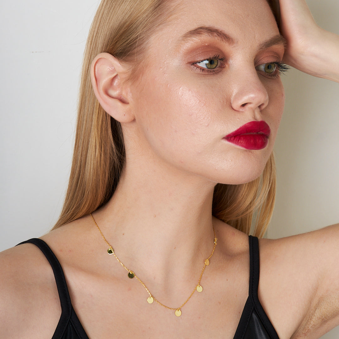 Round Sequin Necklace - 925 Silver