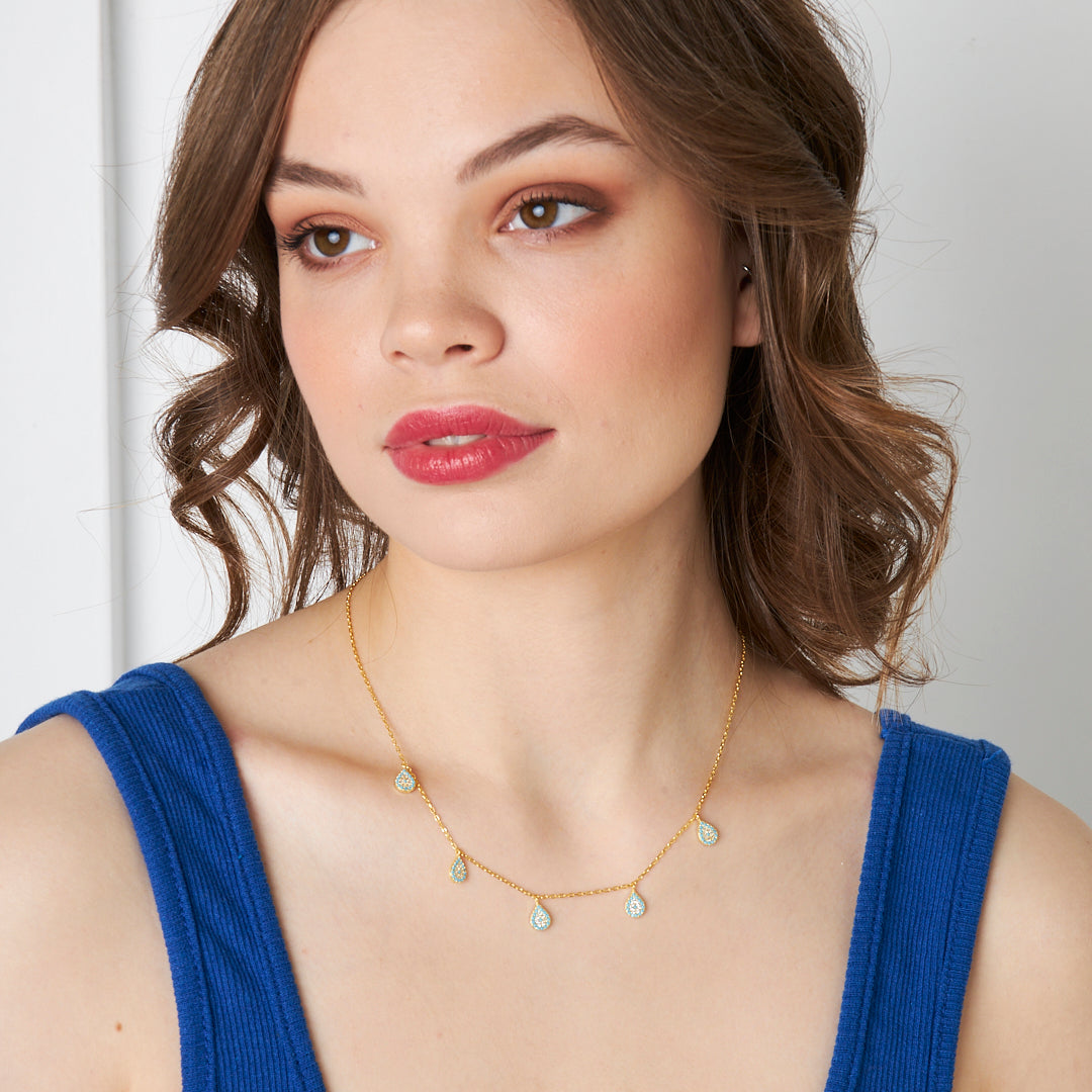 Five-Layer Water Drop Necklace - 925 SILVER