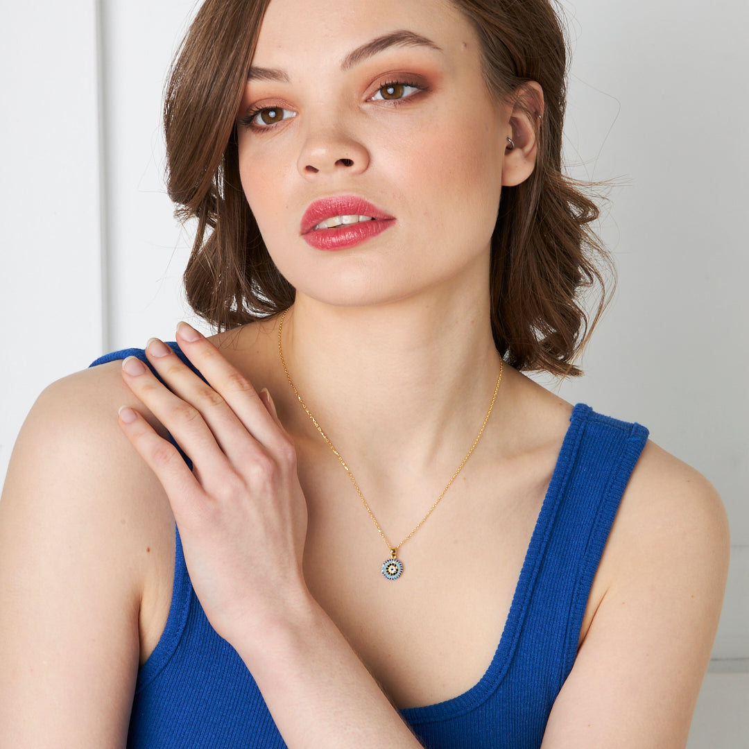 Evil Eye Pearl Necklace - 925 Silver