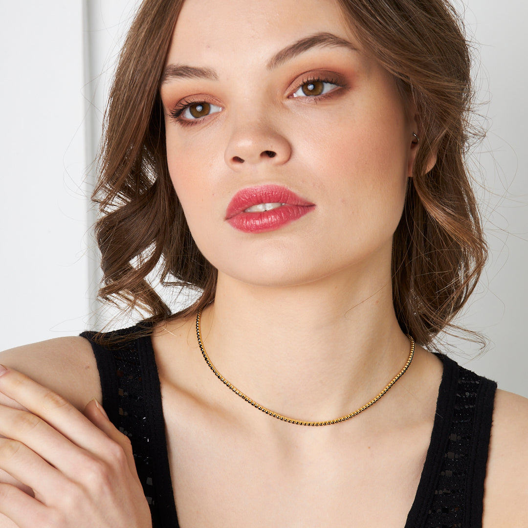 HALSKETTE MIT SCHWARZE STEIN | 925 SILBER