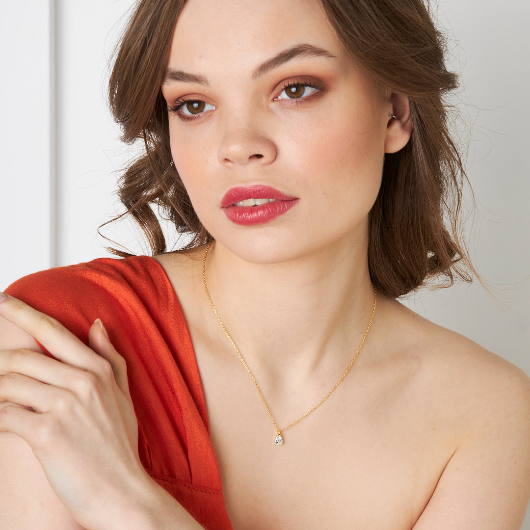 Oval Teardrop Necklace - 925 Silver