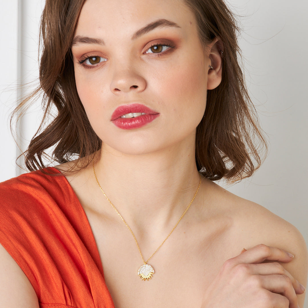Stone Sun Necklace - 925 SILVER