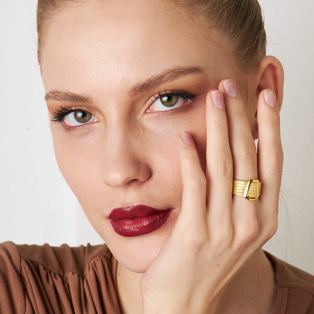 Thick Straw Ring Without Stone - 925 SILVER