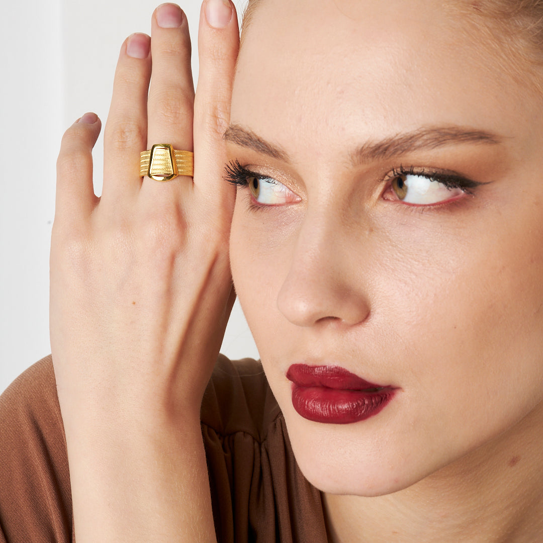 Thick Straw Ring Without Stone - 925 SILVER