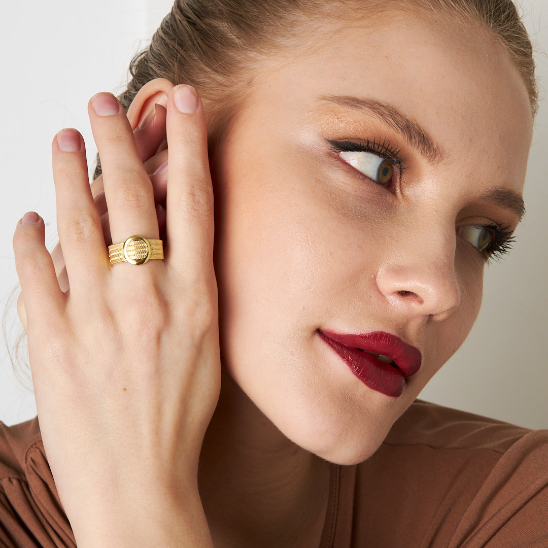 Four Row Classic Round Wicker Ring - 925 SILVER