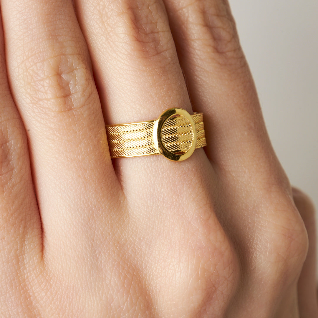 Detailed Four Row Round Wicker Ring - 925 SILVER