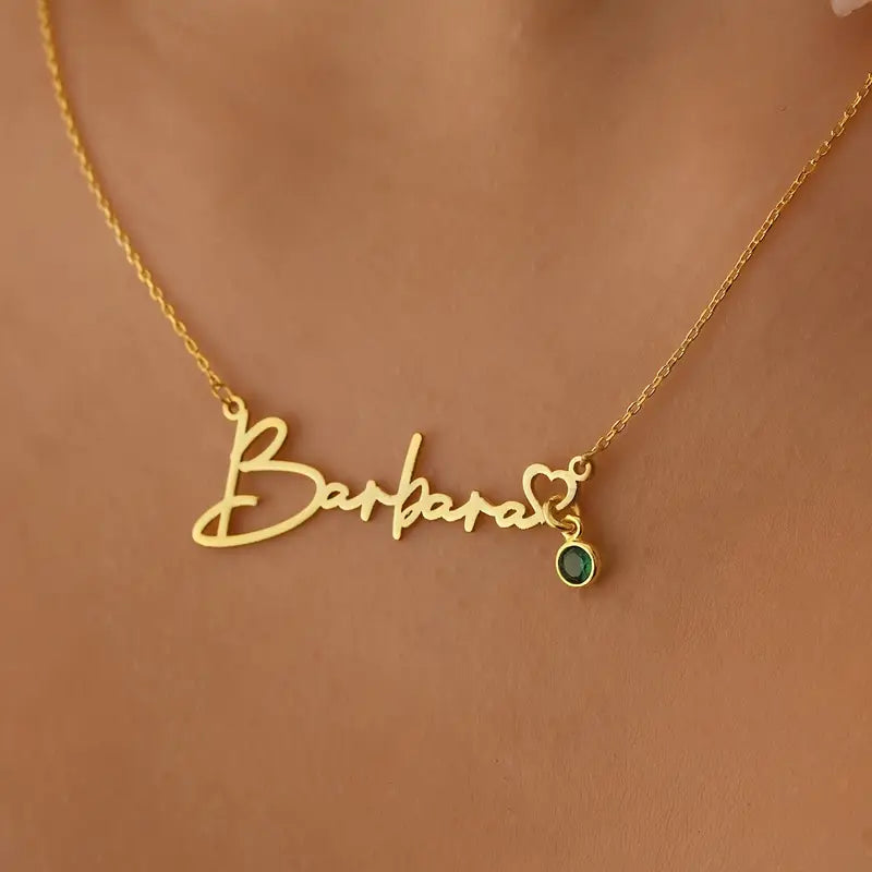 Birthstone Pendant Name Necklace