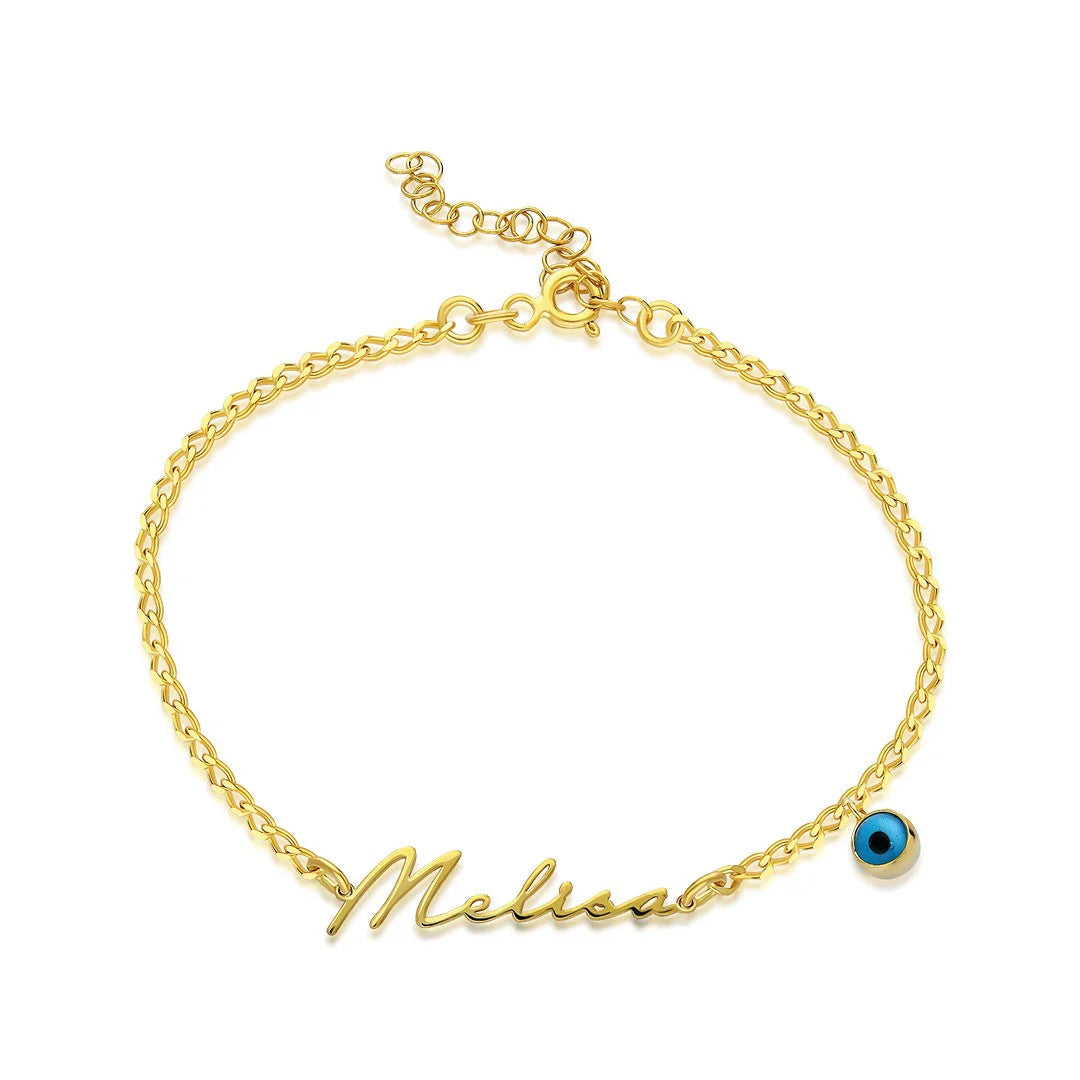SIGNATUR NAMENS ARMBAND MIT NAZAR | 925 SILBER