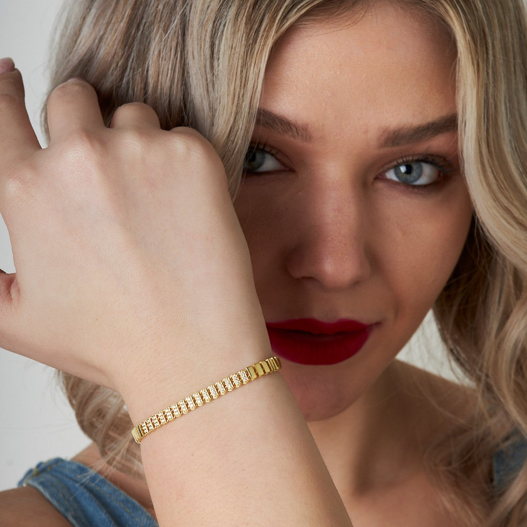 Strip Bracelet with Stone in the Middle - 925 SILVER