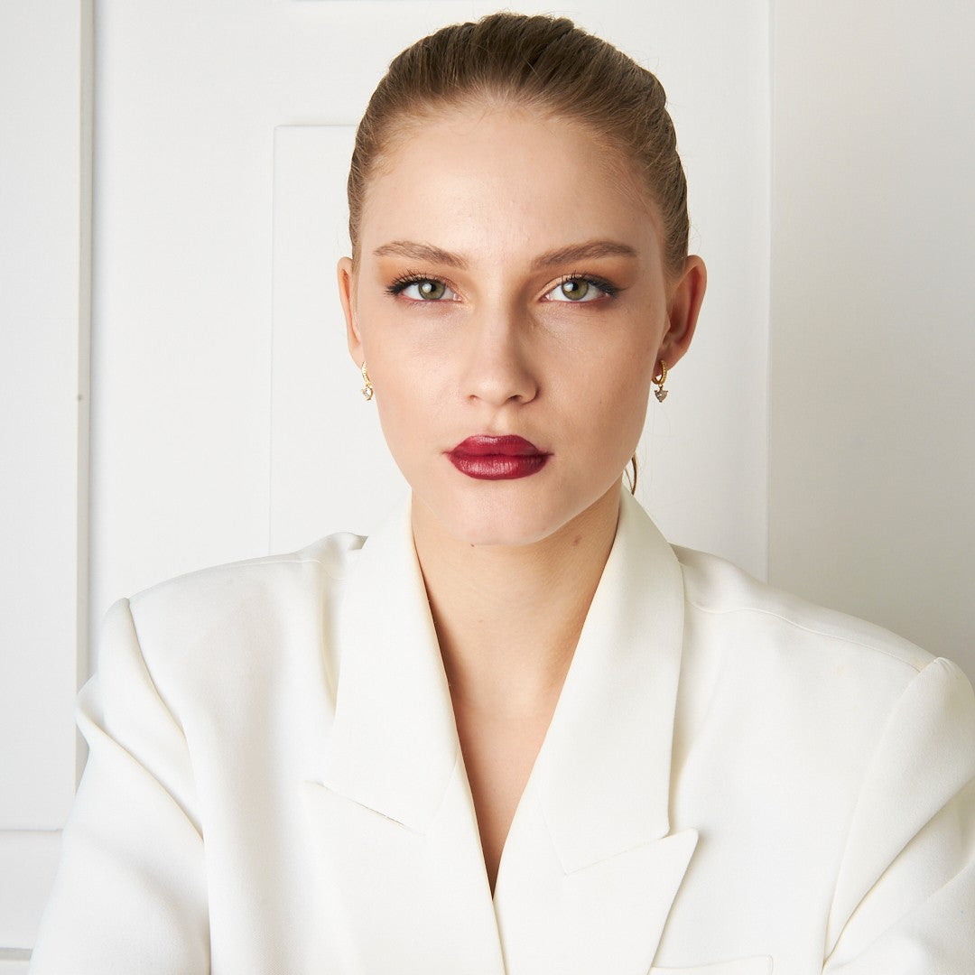 Heart-Shaped Single Stone Earring - 925 Silver