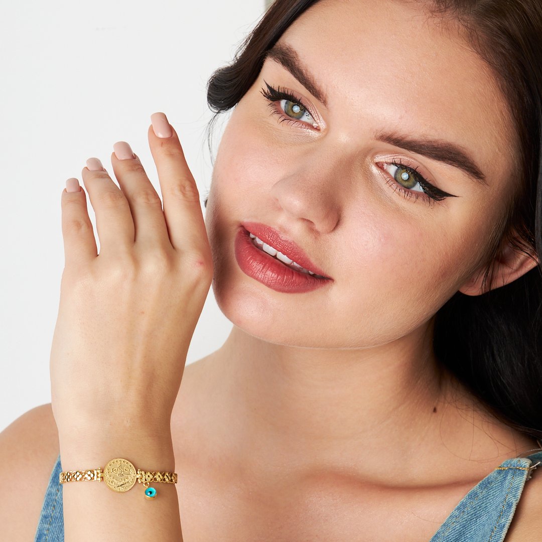 Four Leaf Clover Chain Evil Eye Bracelet - 925 SILVER