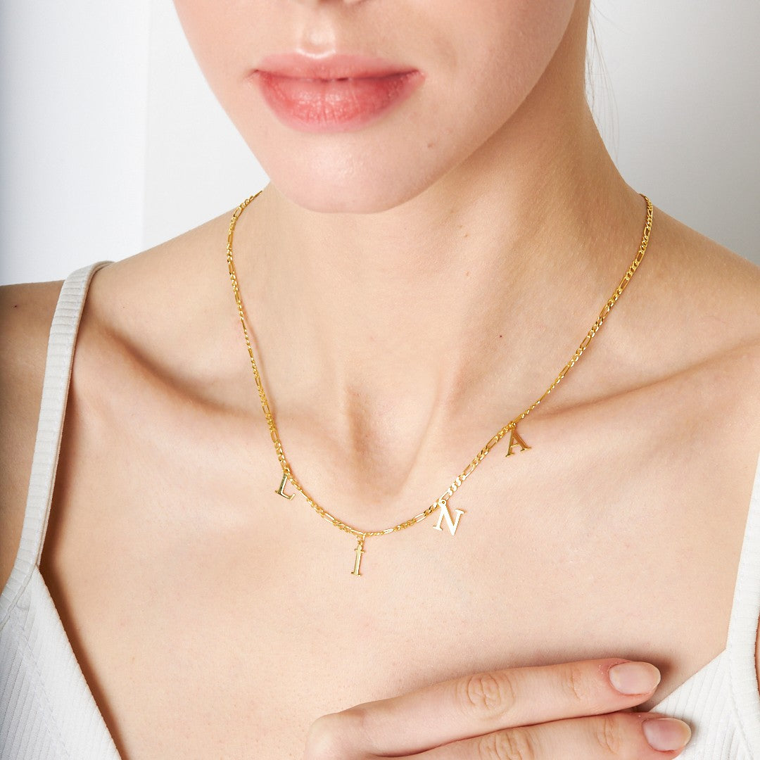 Name necklace - Figaro chain name necklace - 925 SILVER