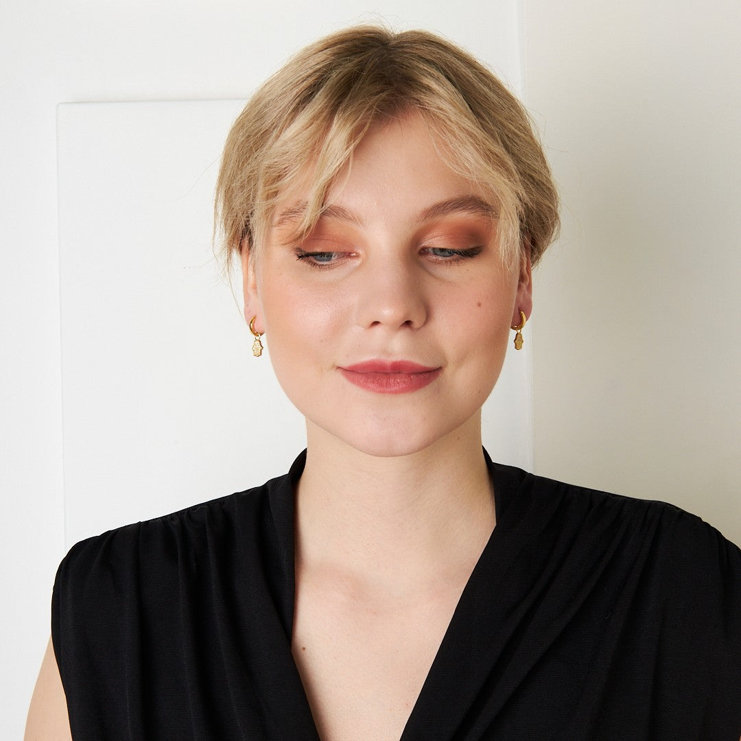 Fatma hand earring with stones - 925 SILVER