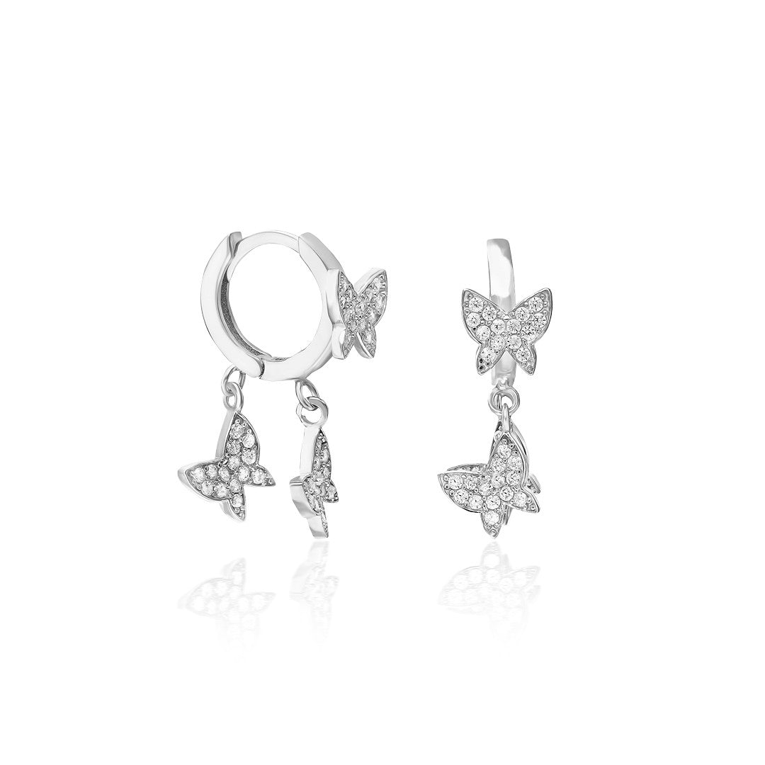 MULTI SCHMETTERLINGS OHRRINGE | 925 SILBER
