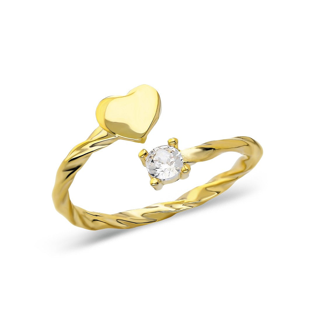Solitaire Twisted Heart Ring - 925 SILVER