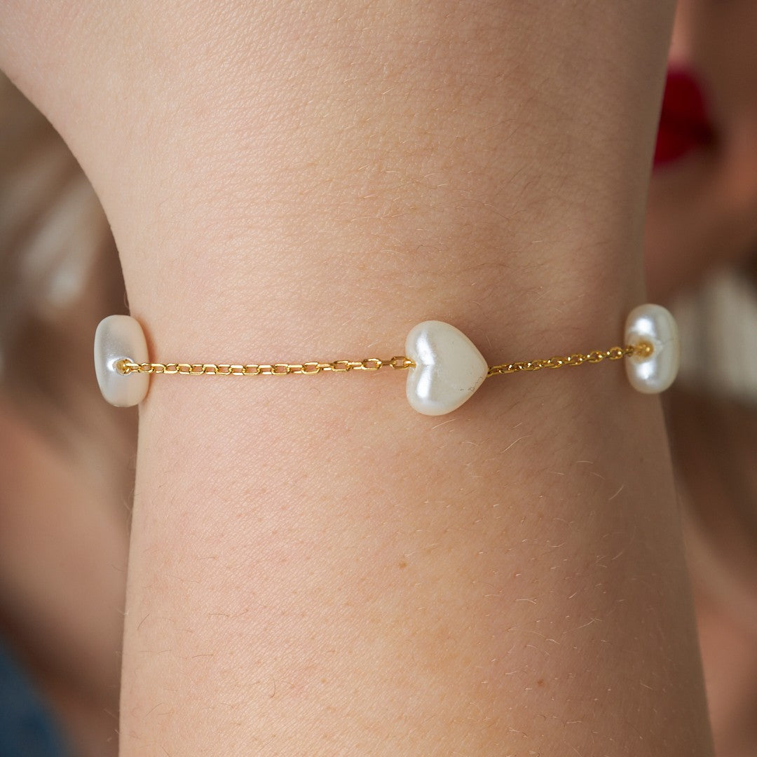 Heart Beaded Bracelet - 925 SILVER