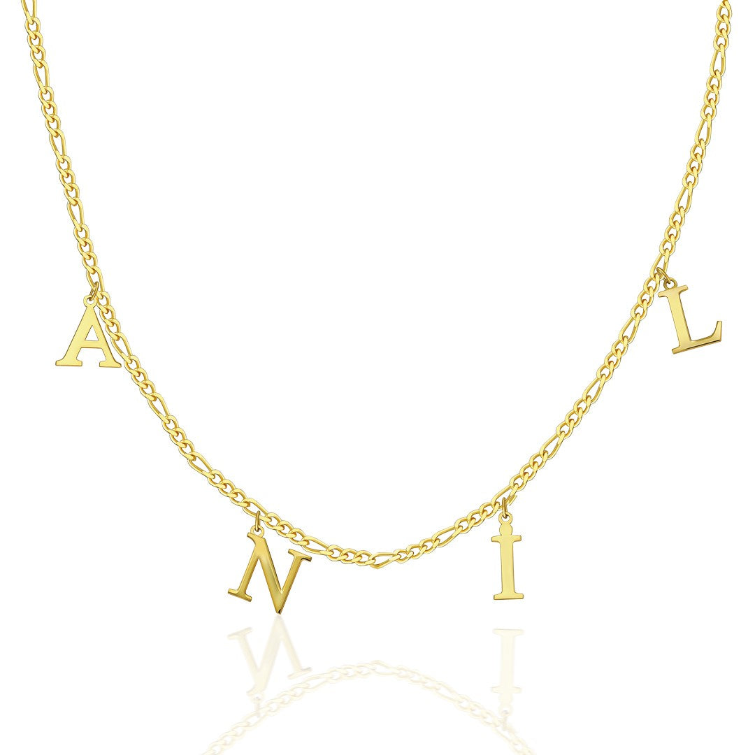 Name necklace - Figaro chain name necklace - 925 SILVER