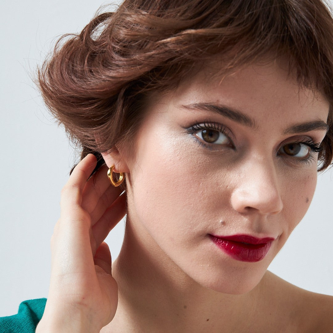 Geometric Shaped Hoop Earrings - 925 Silver