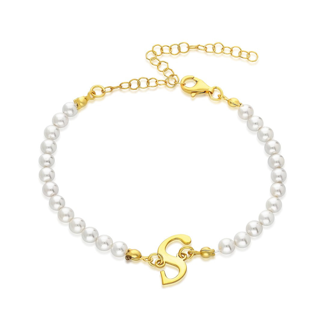 Pearl Letter Bracelet - 925 SILVER