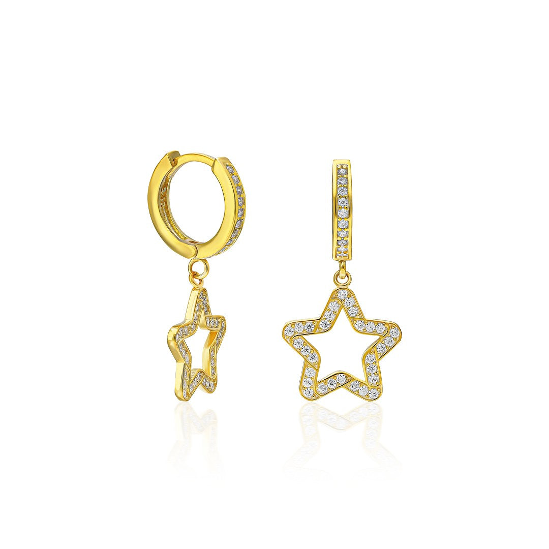 Dangle Stone Star Earrings - 925 SILVER