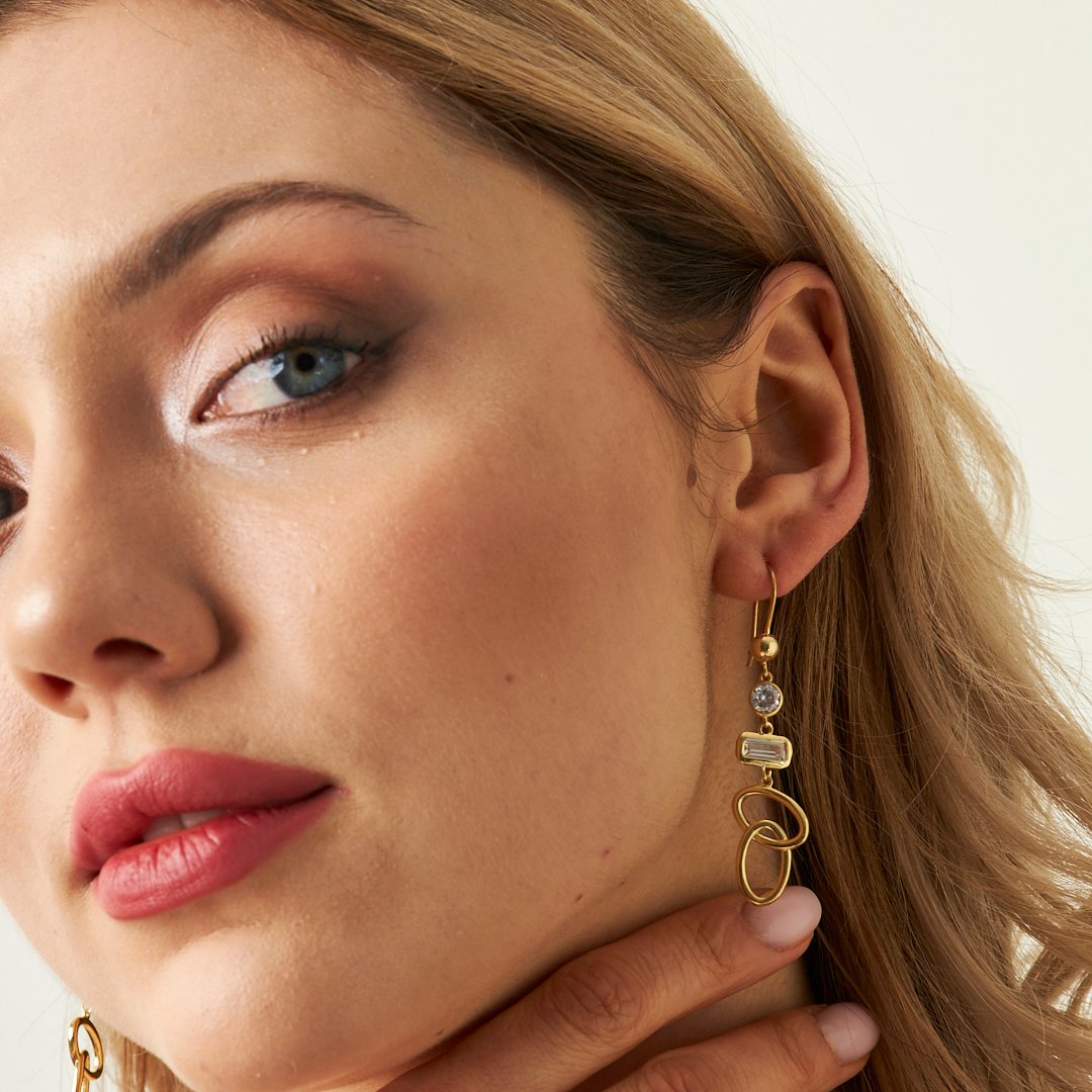 Star Trek Stone Dangle Earrings - 925 SILVER