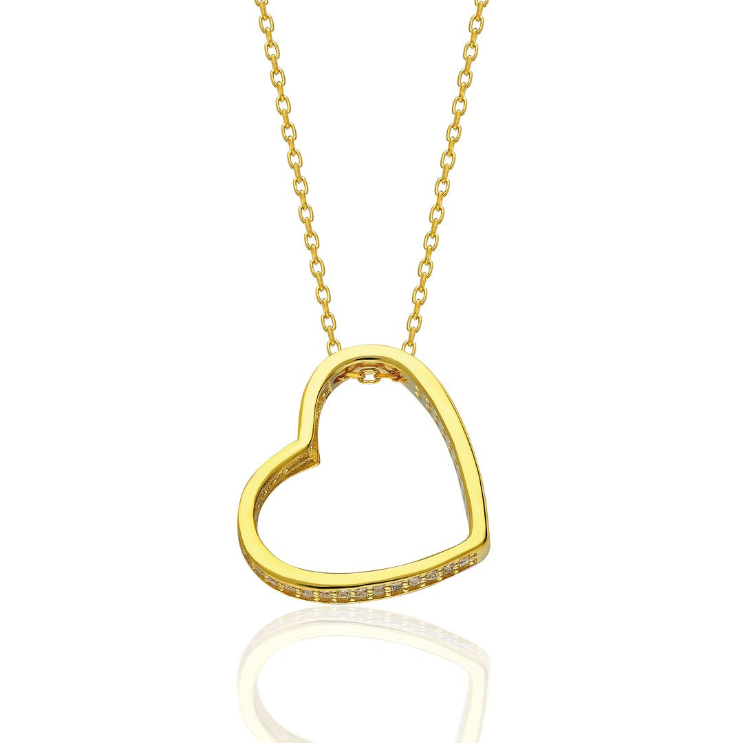 Side Heart Necklace Model 2 - 925 SILVER
