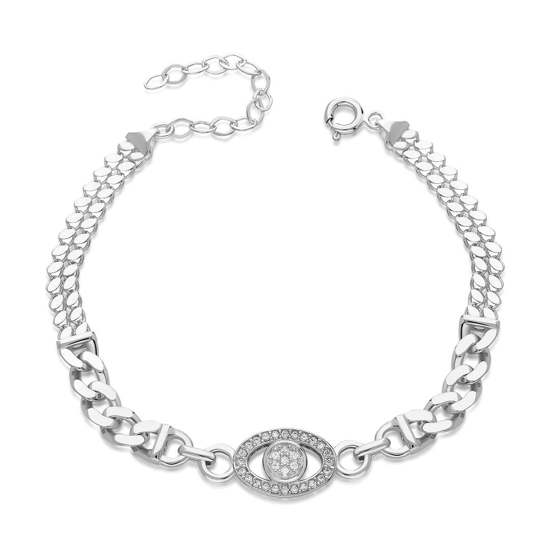 Oval Stone and Sequin Gourmet Bracelet Model 2 - 925 SILVER