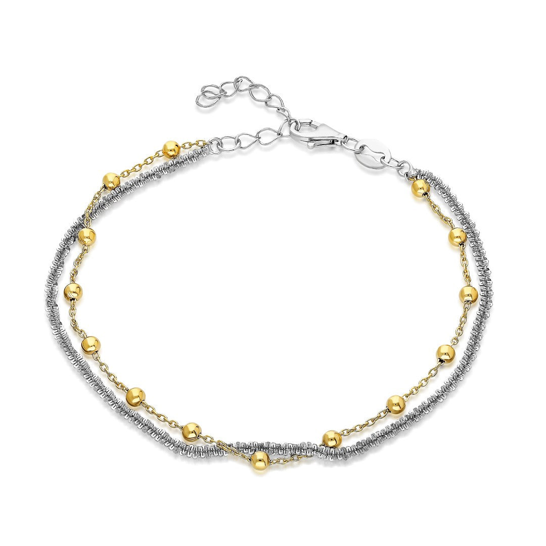 Dorica Ball Double Chain Bracelet - 925 SILVER