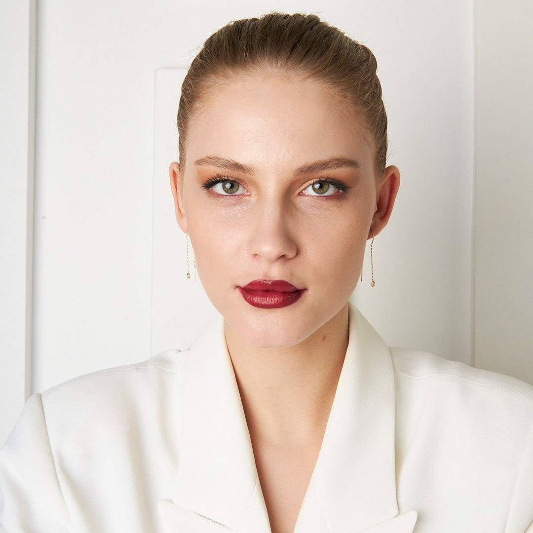 Hanging Zircon Chain Earrings - 925 SILVER