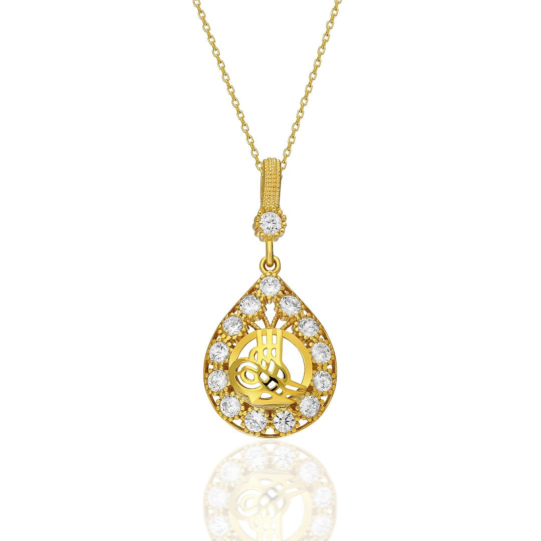 Water Drop Monogram Necklace - 925 Silver