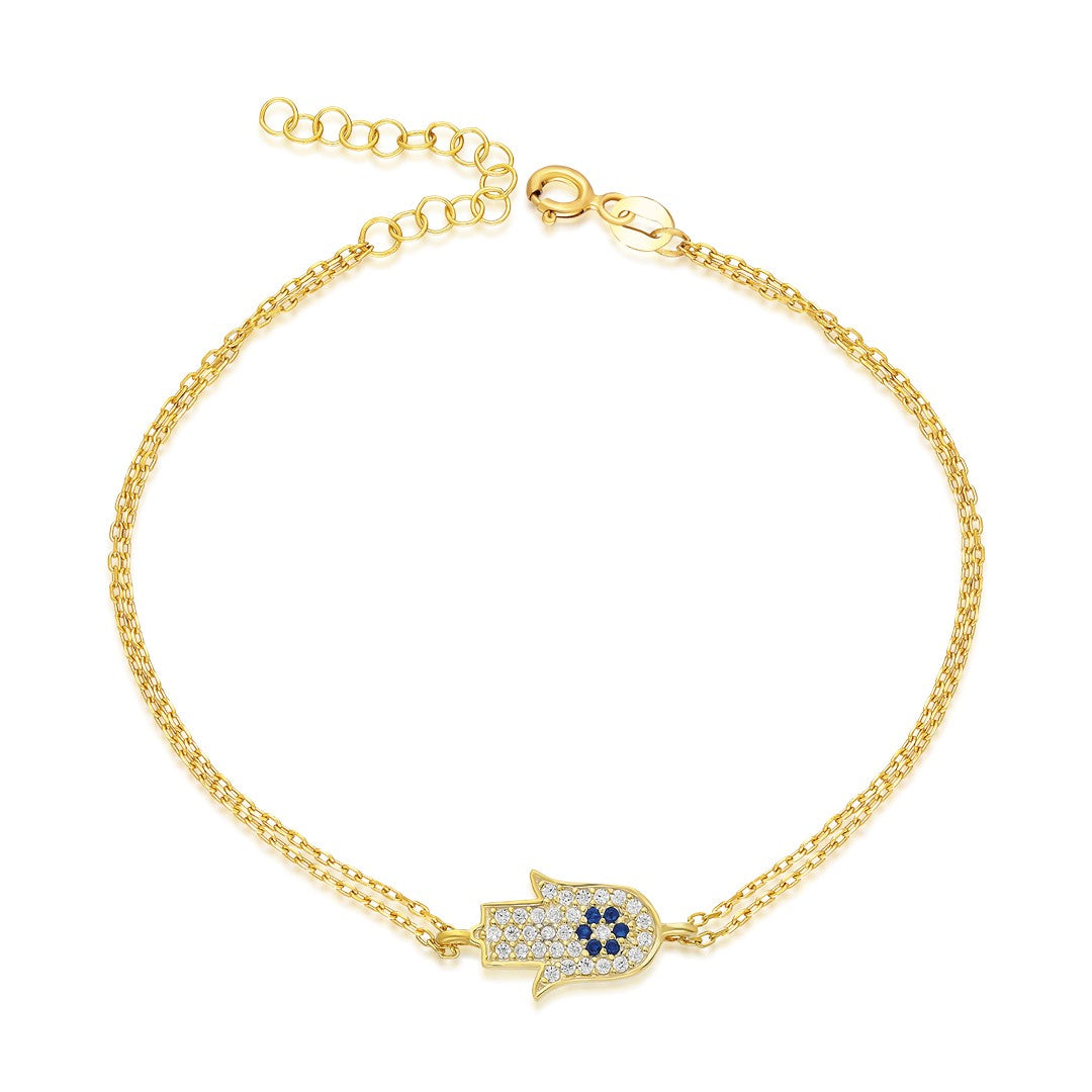 Stoned Fatima Hand Bracelet - 925 SILVER