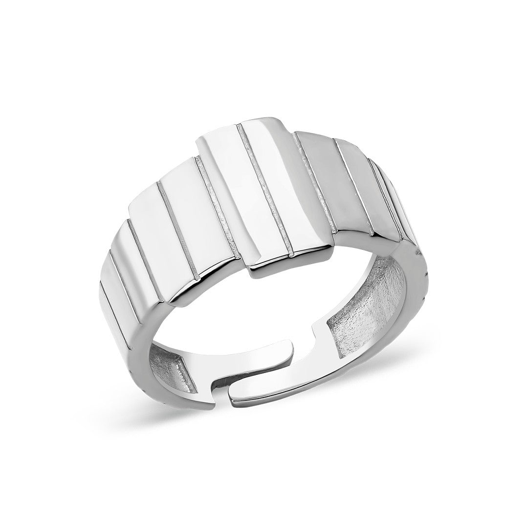 VERTIKAL GESTREIFTER CREOLENRING | 925 SILBER