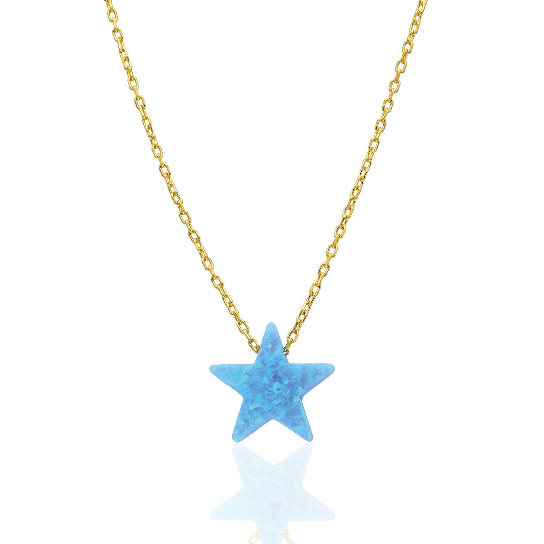 Original Blue Opal Star Necklace - 925 SILVER