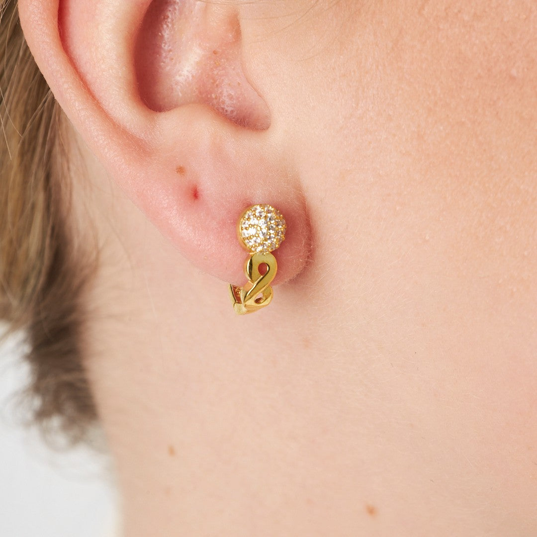 Curved Stone Infinity Earrings - 925 Silver