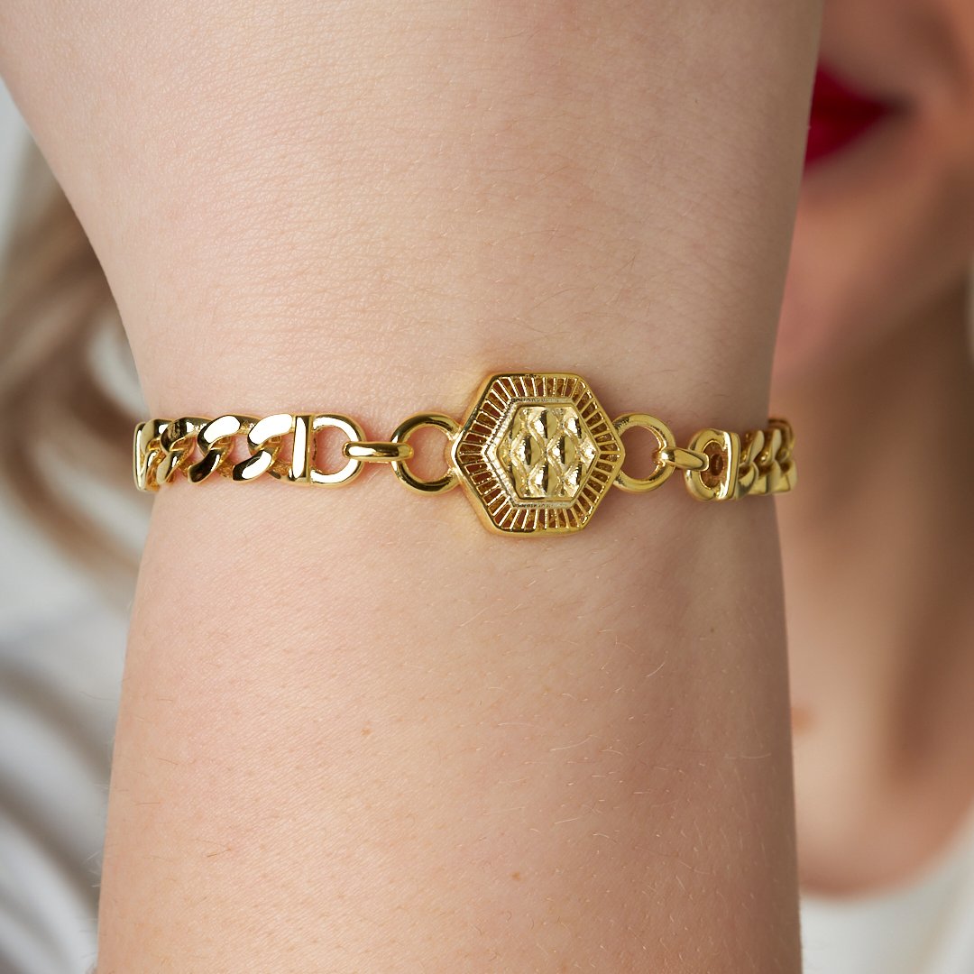 Hexagon Chain Bracelet - 925 SILVER