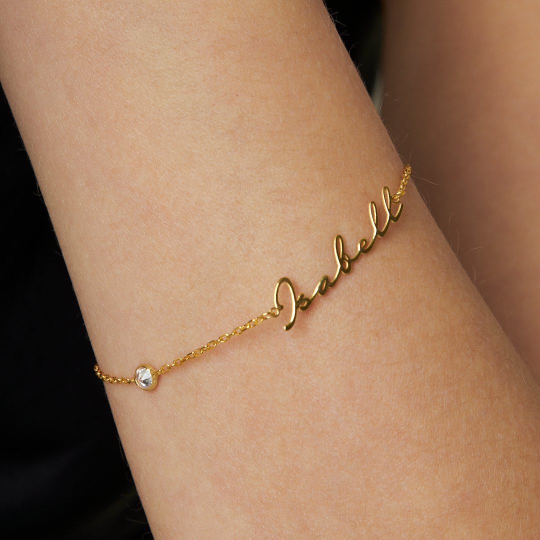 Name bracelet - name zircon stone bracelet - 925 SILVER