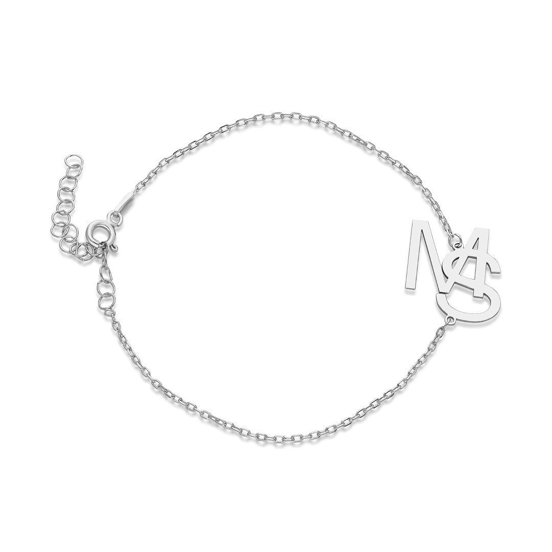 Combined Two Letter Bracelet - 925 SILVER