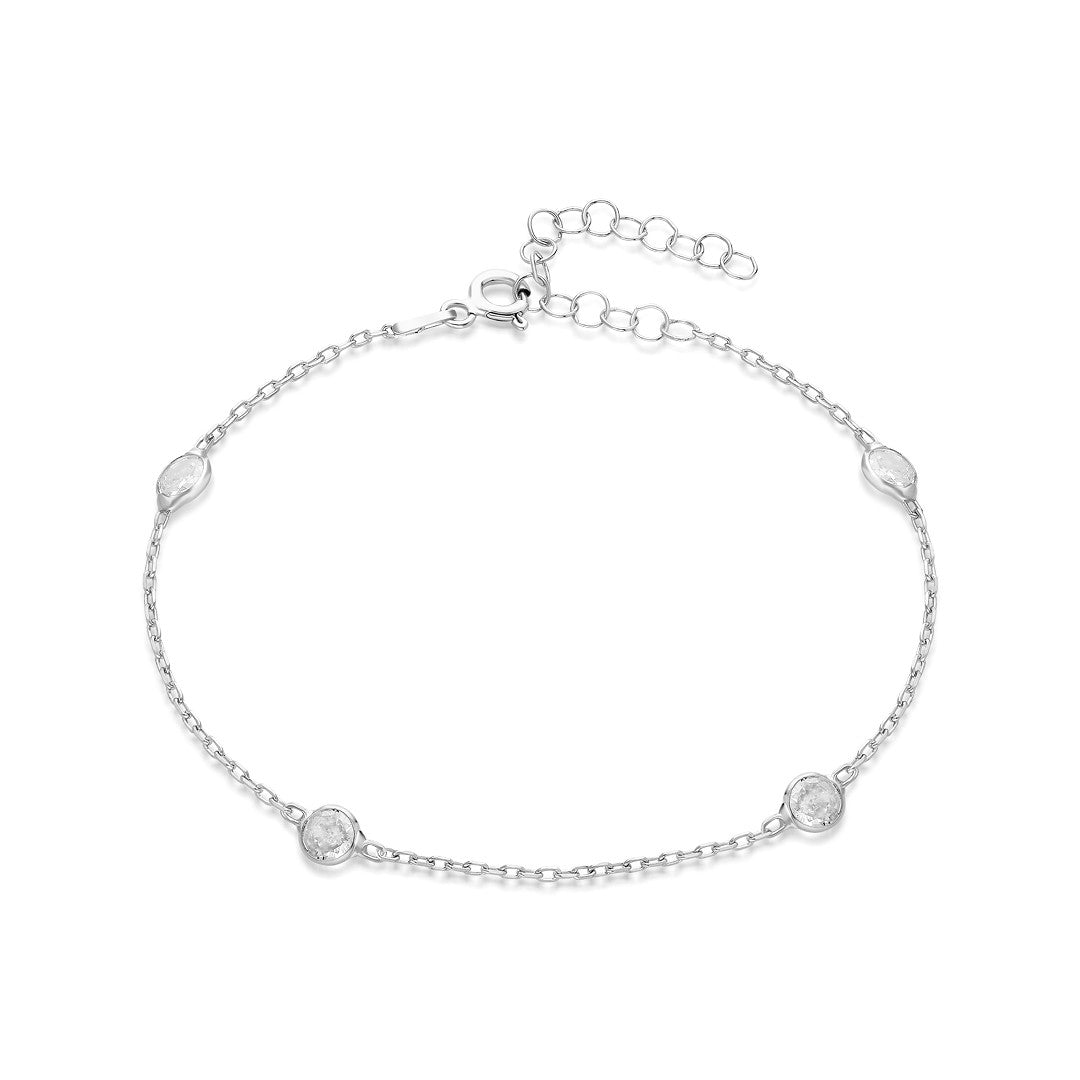 Simple Chain Bracelet with Small Stones - 925 SILVER