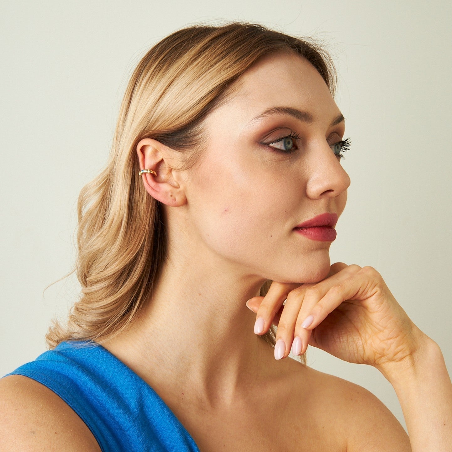 Aqua Stone Cartilage Earring Model 2 - 925 SILVER