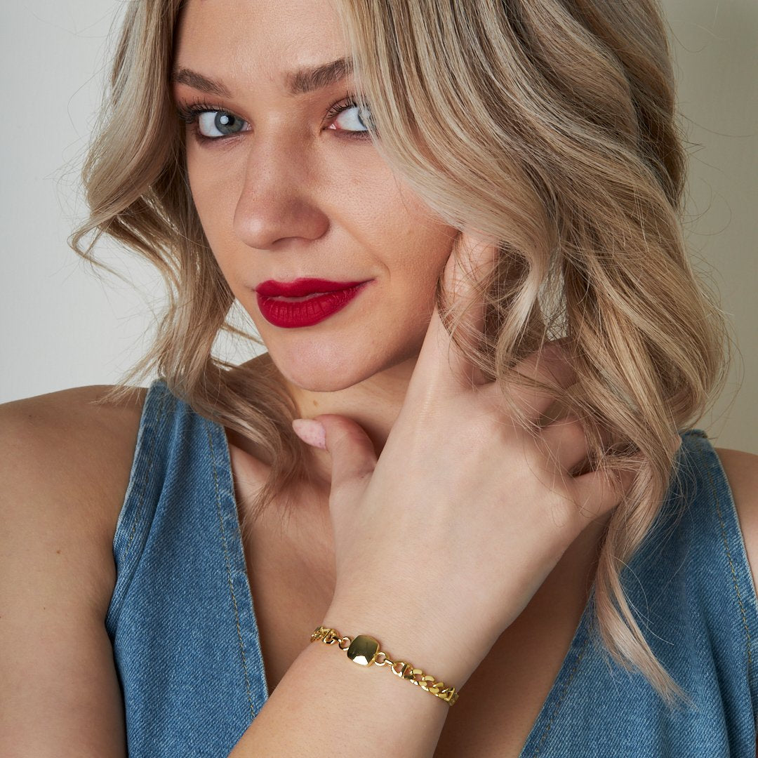 Simple Square Model Two Chain Bracelet - 925 SILVER