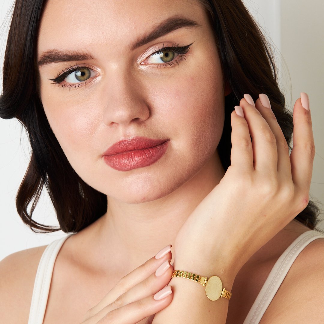 Quarter Circle Double Row Chain Bracelet - 925 SILVER