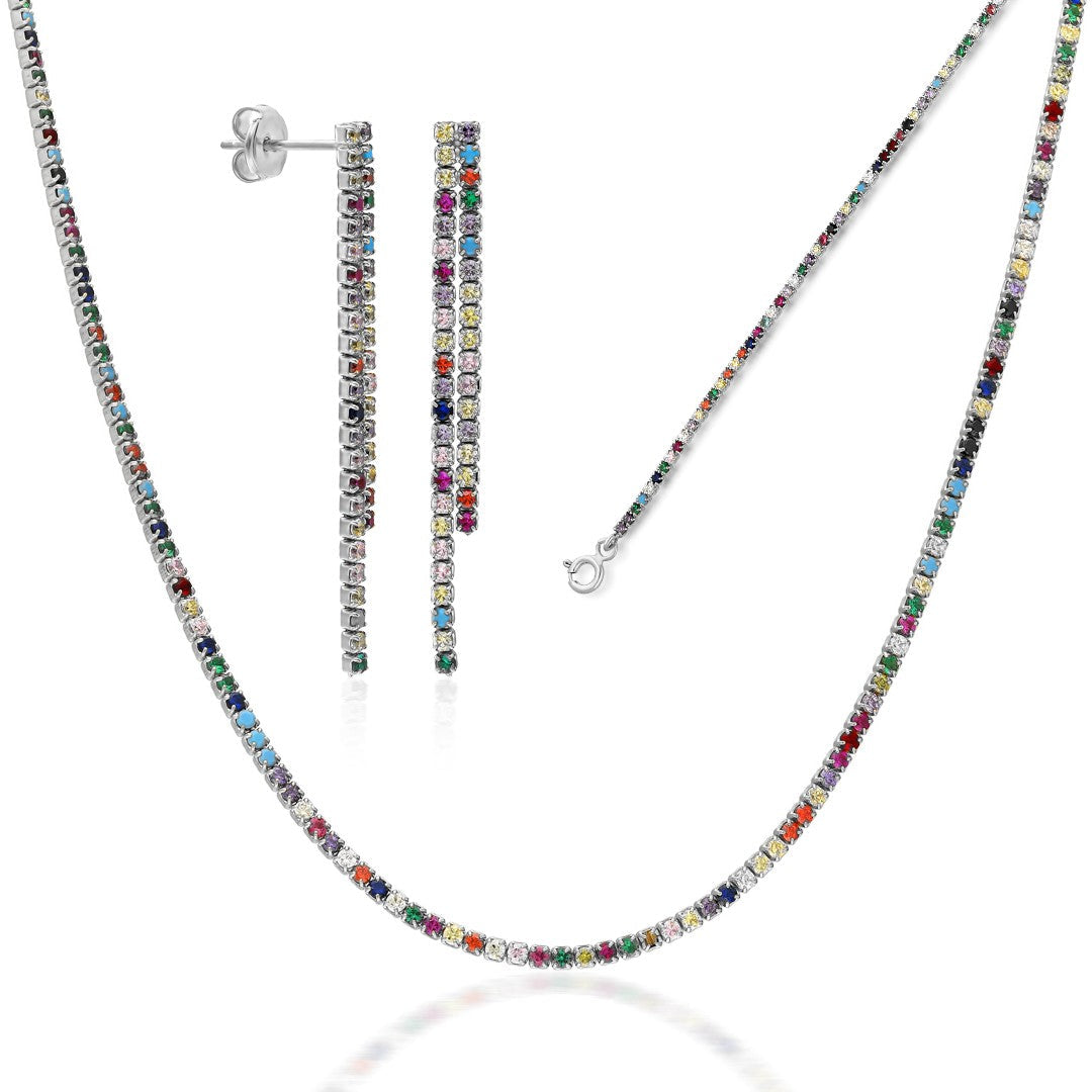 BUNTE ZIRKONA SET | 925 SILBER