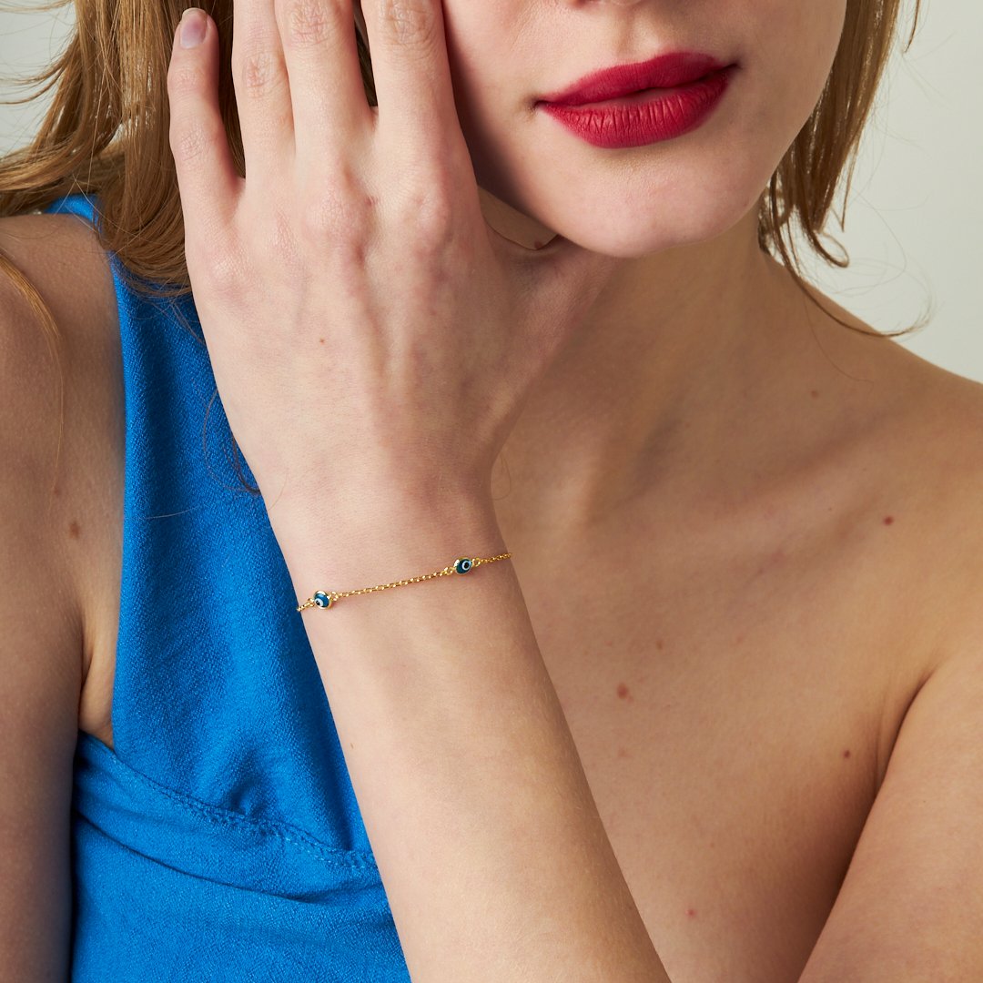 Evil Eye Beaded Bracelet - 925 SILVER