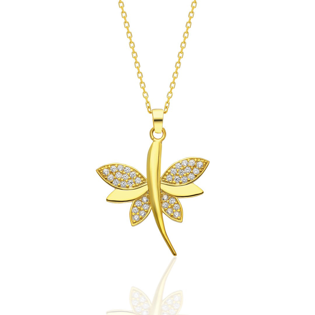 Winged Dragonfly Necklace - 925 Silver